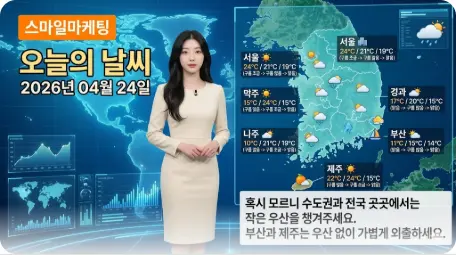 04/24(금) 😷 최악의 황사, 그리고 때늦은 한파의 습격! 📉 오늘 날씨, 옷차림과 건강 모두 비상입니다!